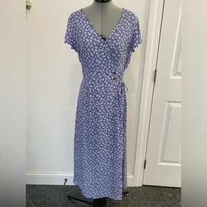 Blue & White Floral Midi Dress